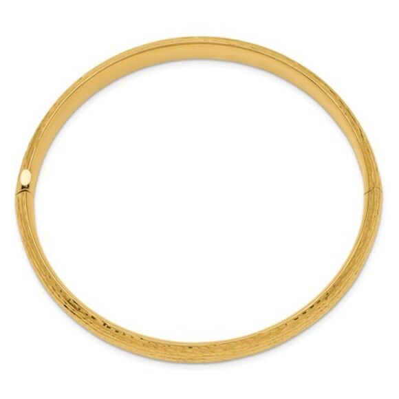 14k 5/16 Diamond-cut Fancy Hinged Bangle Bracelet - Picture 2 of 3